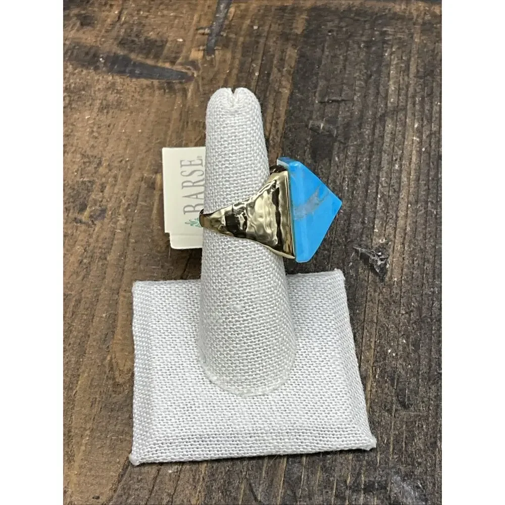 Barse Zara Ring- Turquoise Howlite - Hammered Bronze-6.5- NWT